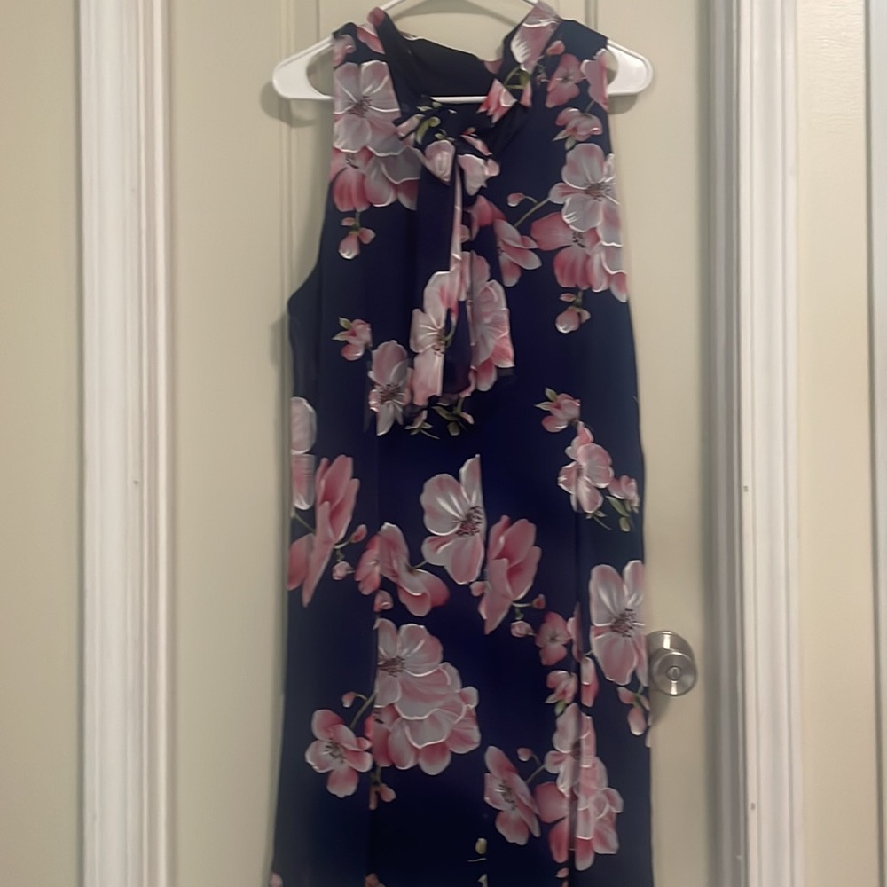 Robbie Bee Floral Navy Dress Size 16 - Picture 7 of 9